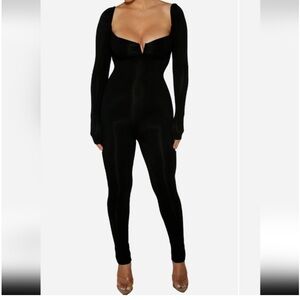 Naked Wardrobe navy v wire low cut all body  Jumpsuit M